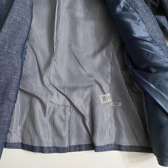 Calvin Klein Women's Blazer Size 8 Blue Chambray Cotton Linen Blend - Picture 11 of 11